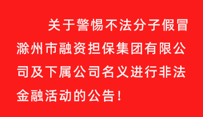 关于警惕不法分子假冒滁州市融资担保集团有限公司及下属公司名义进行非法金融活动的公告
